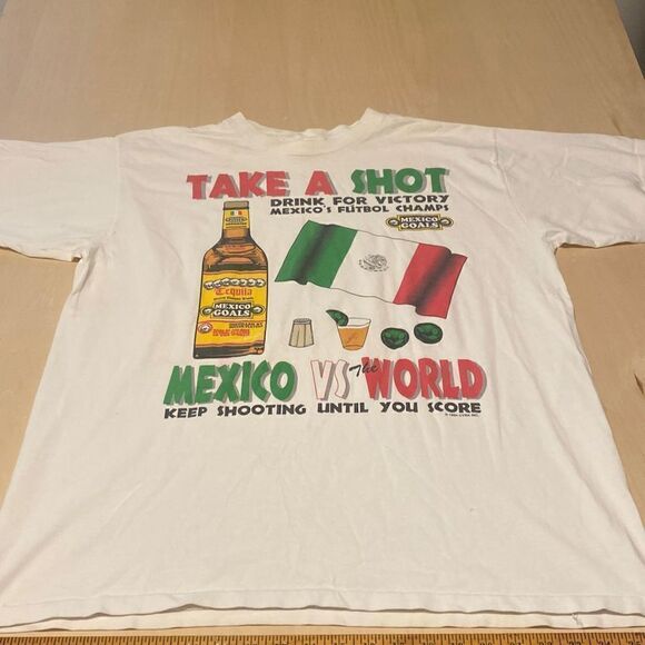 Vintage Cyrk Sport Mexico Vs The world Take a shot Tequila advertising T shirt 1 - Picture 1 of 7
